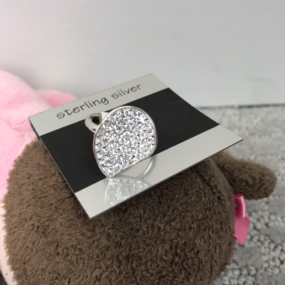 New sterling silver concave teardrop ring